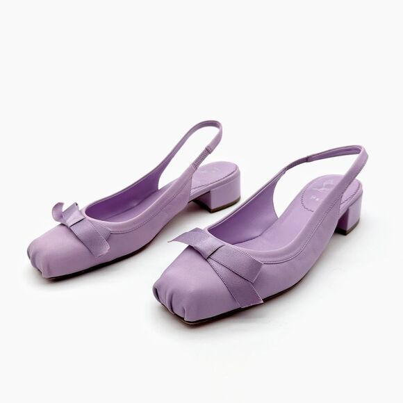 CHRISTIAN LOUBOUTIN Mamaflirt Slingback Ballet Heels Size 37.5 Purple Leather - Picture 13 of 13